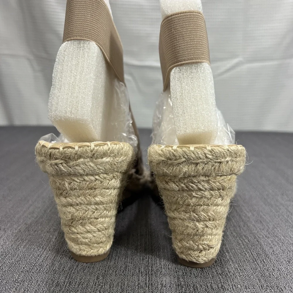 Vintage 7 Eight  Leopard Print Woven Wedge Ankle Strap‎ Size 7 M Women's Shoes